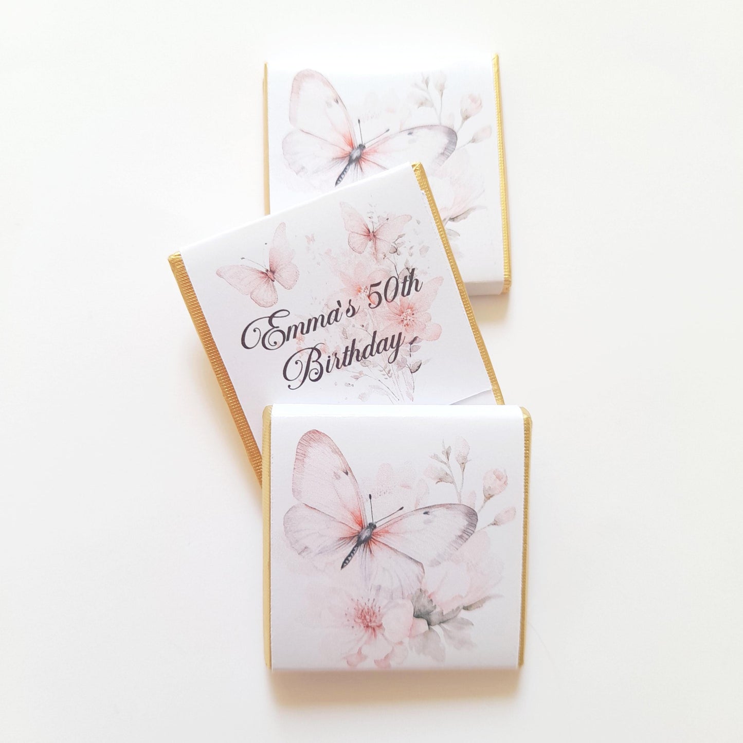 Personalized Birthday Butterflies Chocolate Favours – Elegant Guest Favours (Pack of 25)