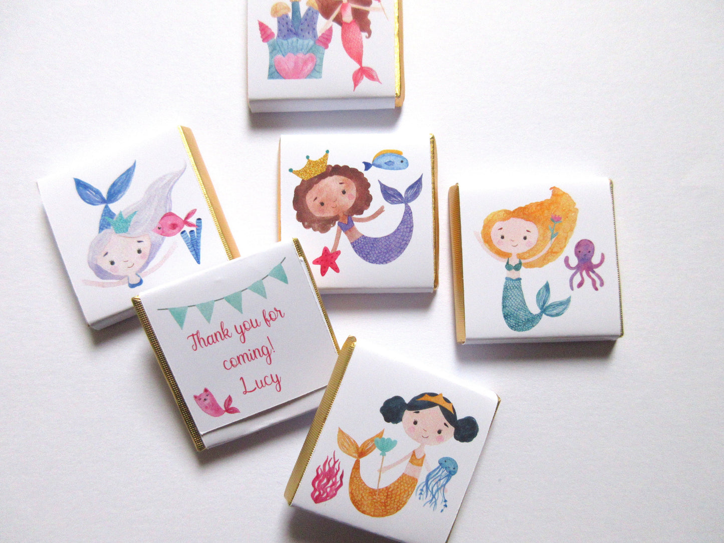 Mermaid Personalized Chocolate Favours – Under the Sea Birthday & Party Treats (Pack of 25)