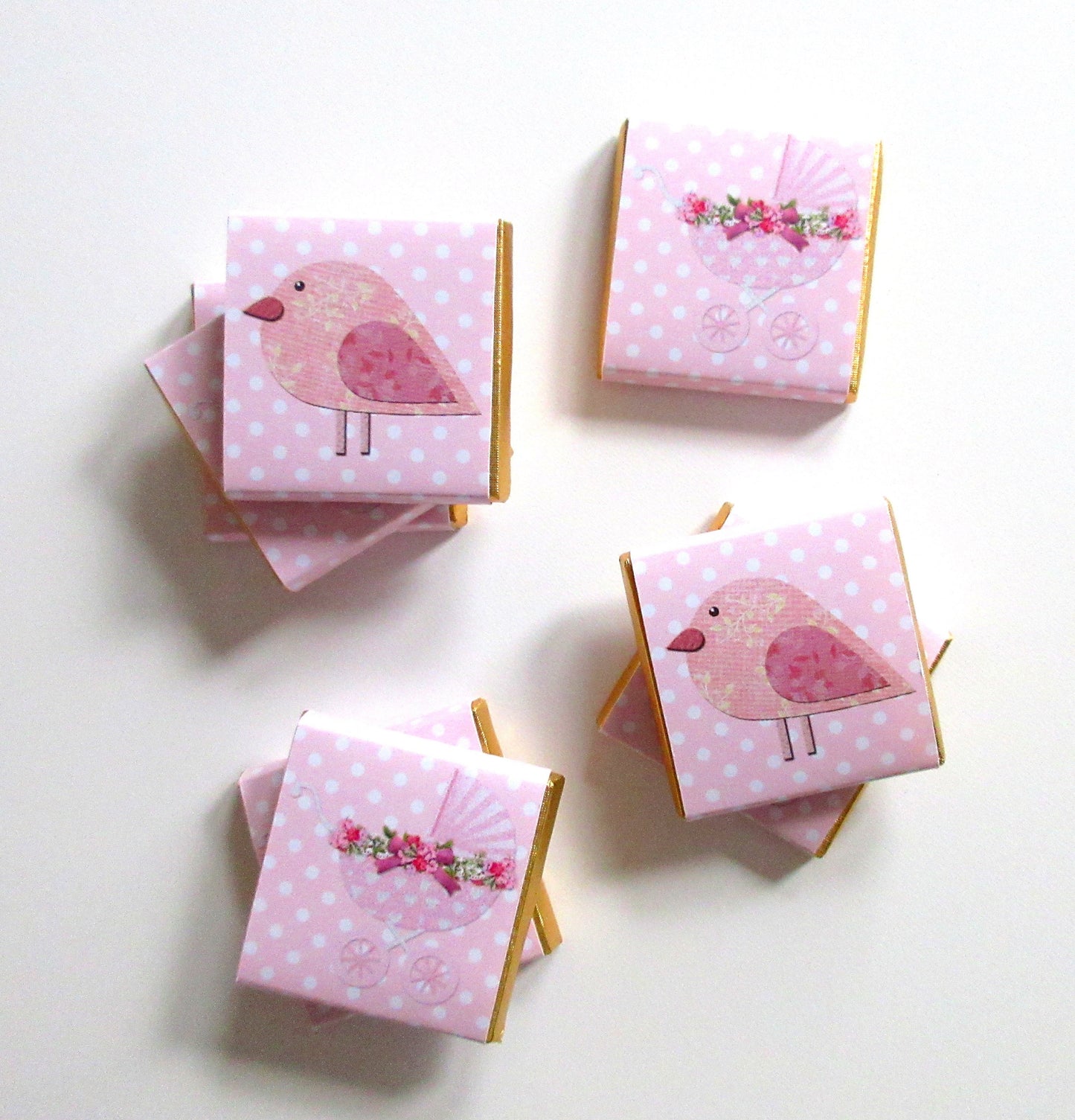 Personalized Girl Pink Baby Shower Chocolate Favours – Pastel Pinks & 1st Birthday Favours (Pack of 25)