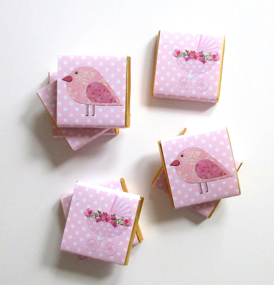 Personalized Girl Pink Baby Shower Chocolate Favours – Pastel Pinks & 1st Birthday Favours (Pack of 25)