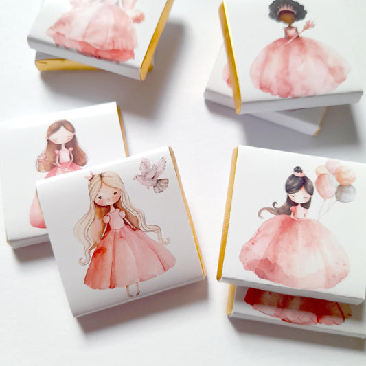 Personalized Princess Party Chocolate Favours – Sweet Treats for Guests, 25 pcs