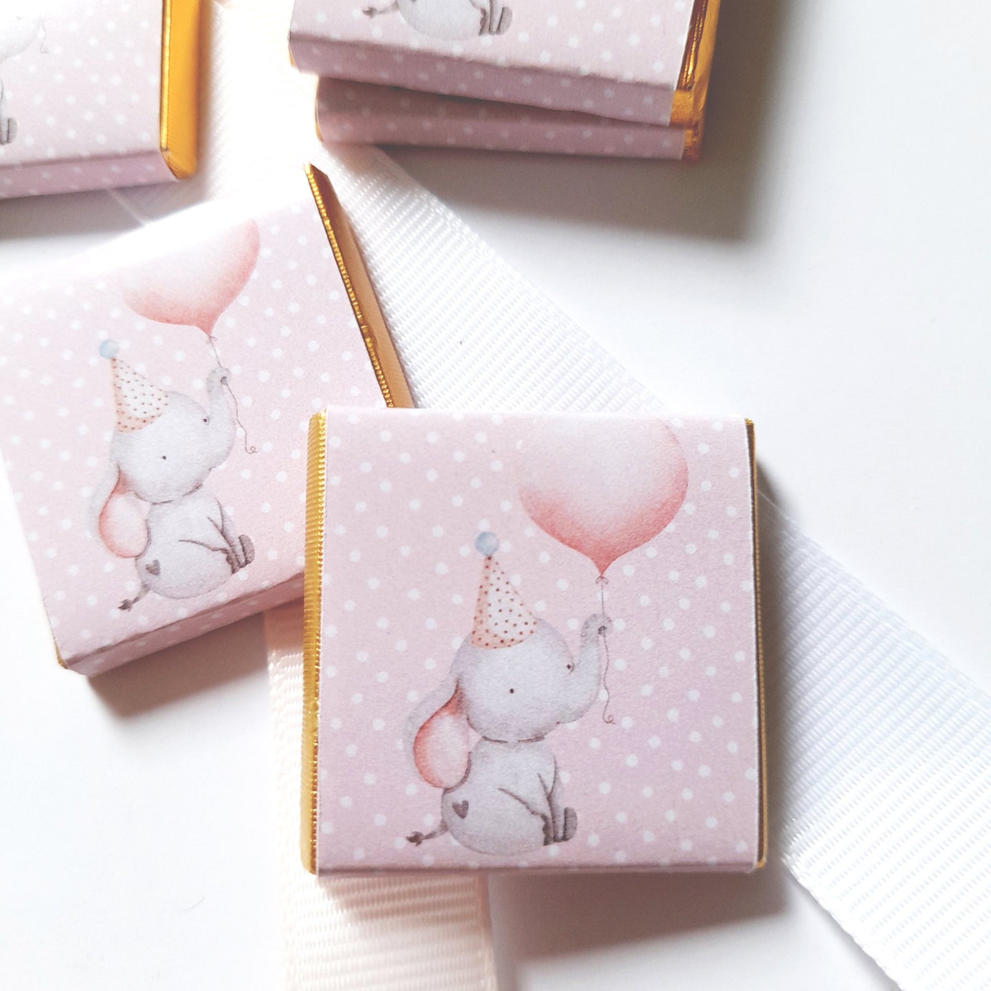 Personalized 1st Birthday Girl Elephant Chocolate Favours – Party Bag Fillers, 25 Pcs