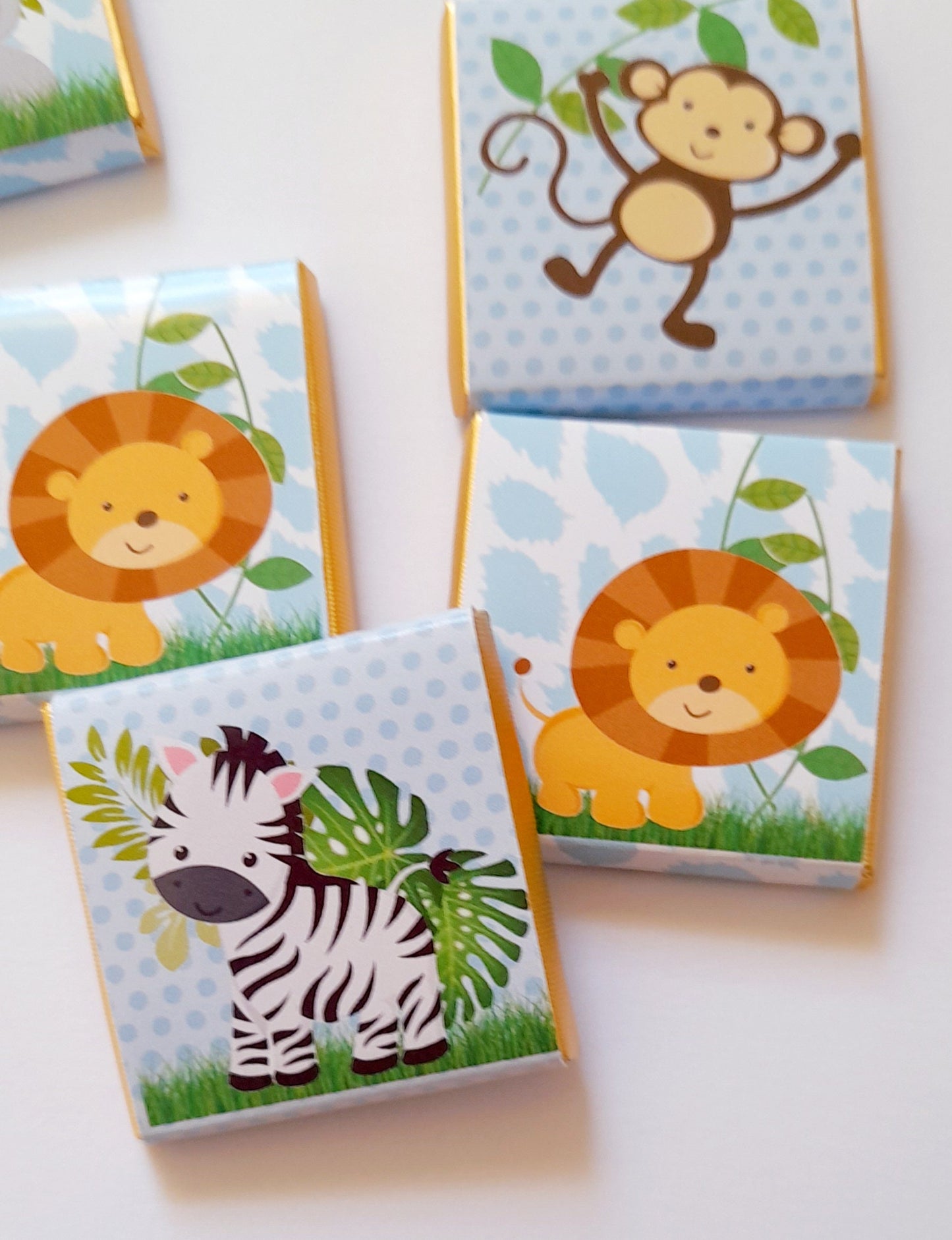Baby Jungle Personalized Chocolate Favours – Cute Safari Animal Party Treats (Pack of 25)