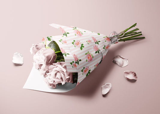 Valentine Pink Roses Gift Paper Sheet – Large Size, Romantic Wrapping Paper