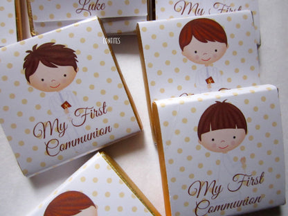 Personalized 1st Communion Boys Chocolate Favours – Custom Guests Favours (Pack of 25)