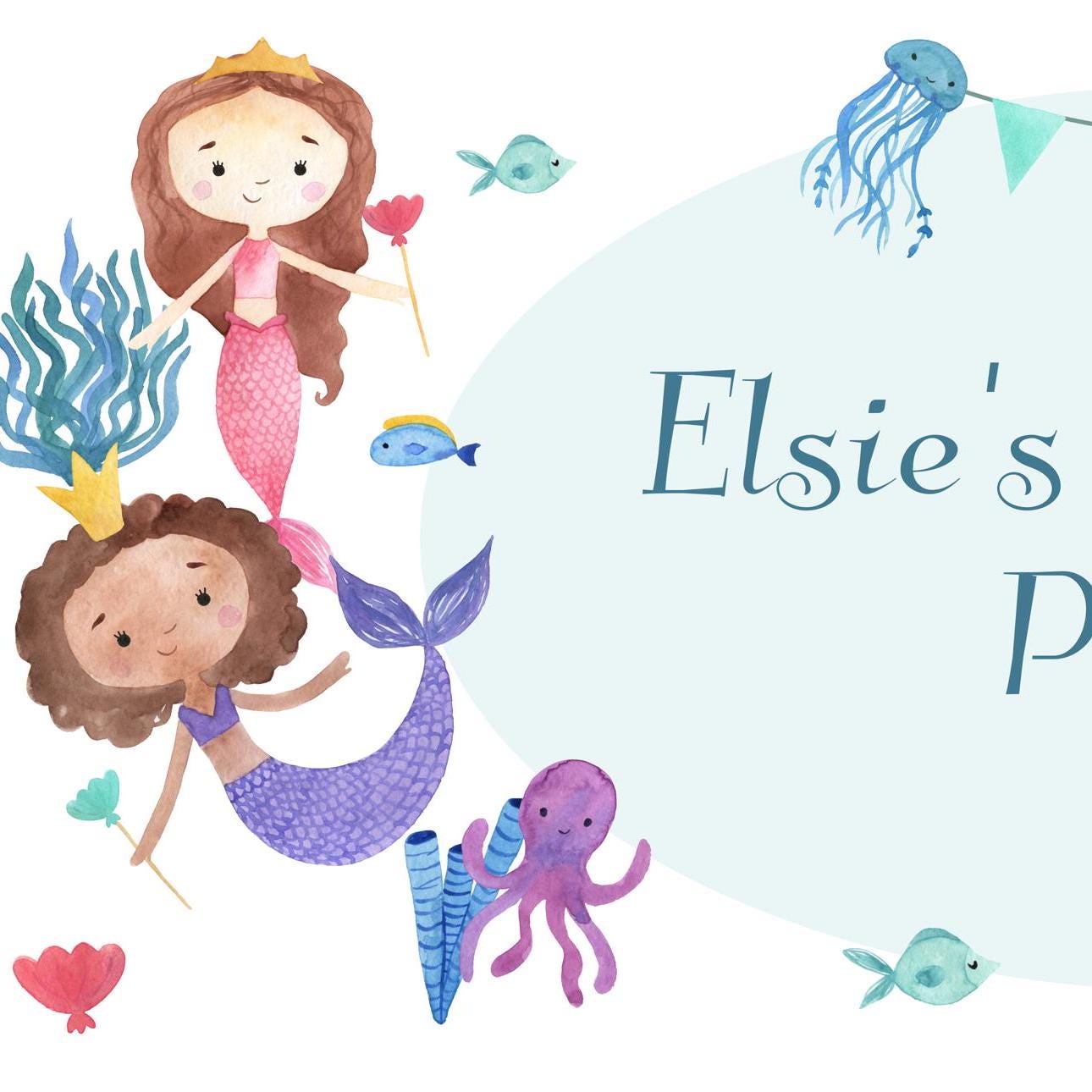 Personalised Mermaids Birthday Banner – Satin Paper Wall Decor for Mermaid Themed Parties
