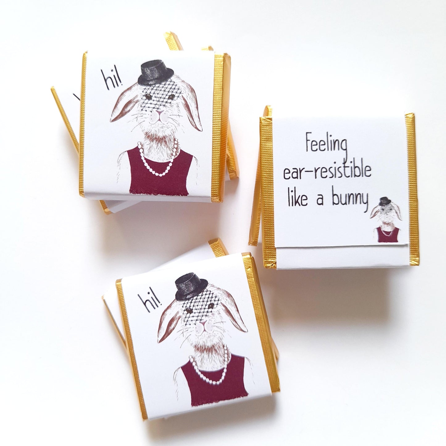 Personalized Fancy Bunny Lady Chocolate Favours – Birthday Party Favours (Pack of 25)