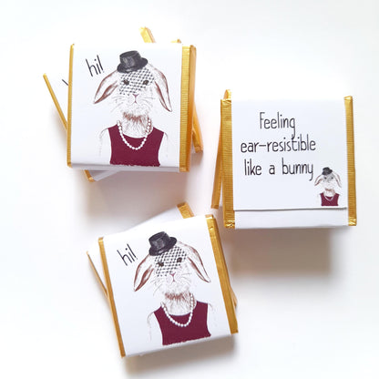 Personalized Fancy Bunny Lady Chocolate Favours – Birthday Party Favours (Pack of 25)