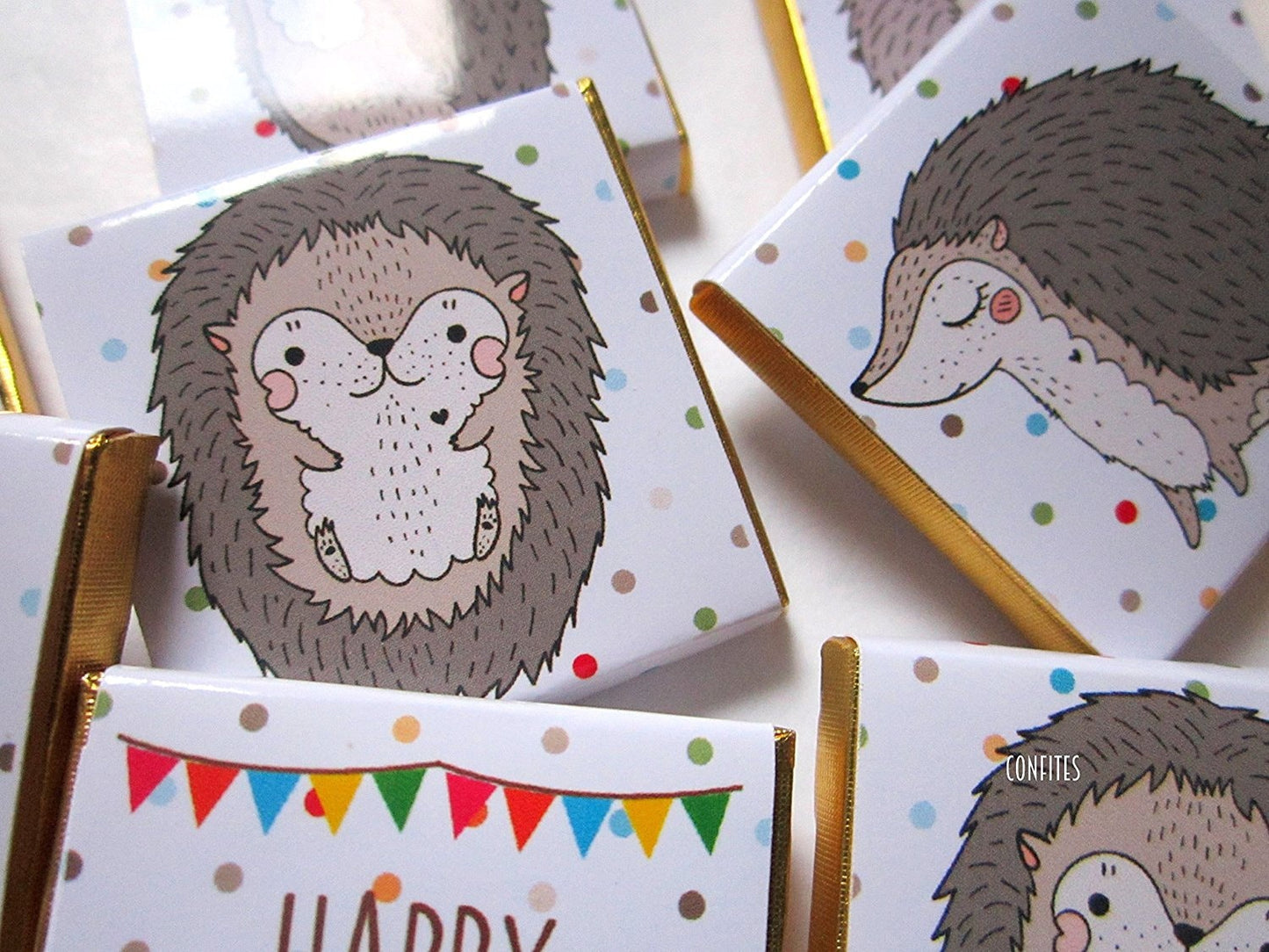 Personalized Happy Hedgehogs Chocolate Favours – Cute Party Favours (Pack of 25)