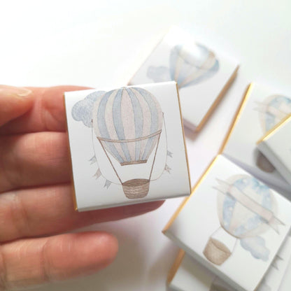 Baby Shower Personalised Chocolate Favours – Blue Hot Air Balloon Theme (Pack of 25)