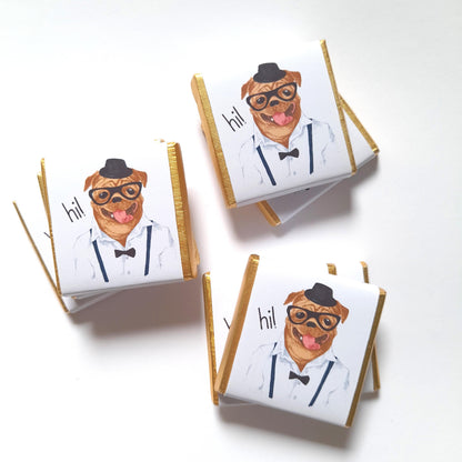 Personalized Pug Chocolate Favours – Birthday Party Favours (Pack of 25)