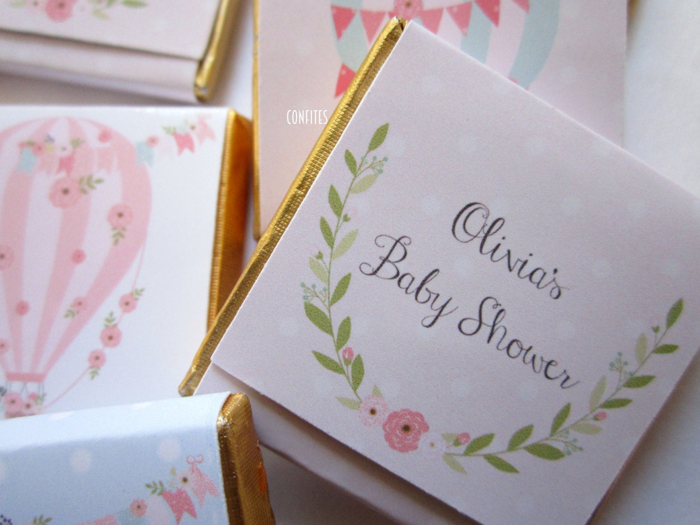 Hot Air Balloon Personalized Chocolate Favours – Baby Shower Guest Favours (Set of 25)