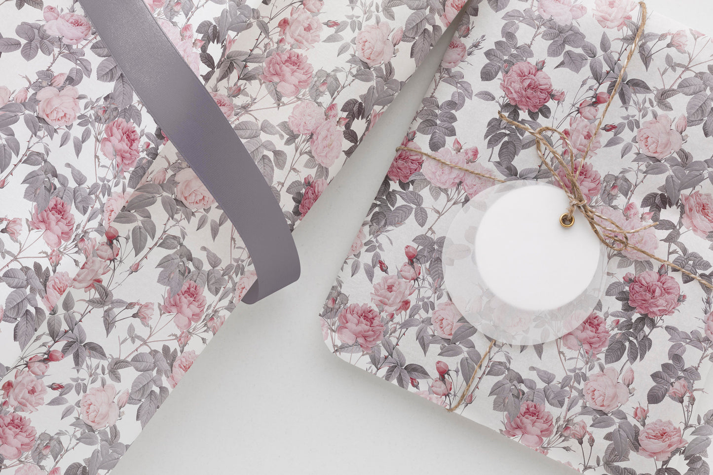 Dusty Pink Roses Gift Paper Sheet – Elegant Floral Gift Wrap, Large Size for Wrapping Presents and Special Occasions