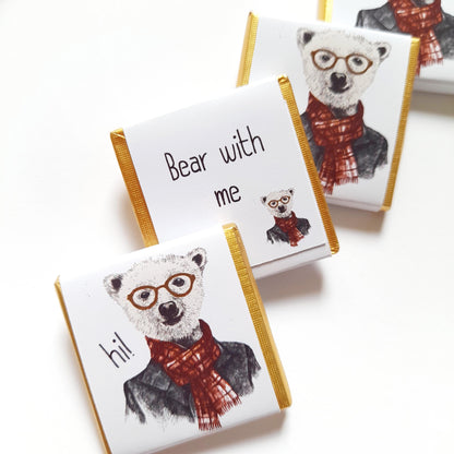 Personalized Urban Bear Chocolate Favours – Unique Birthday Party Favours, Pack of 25