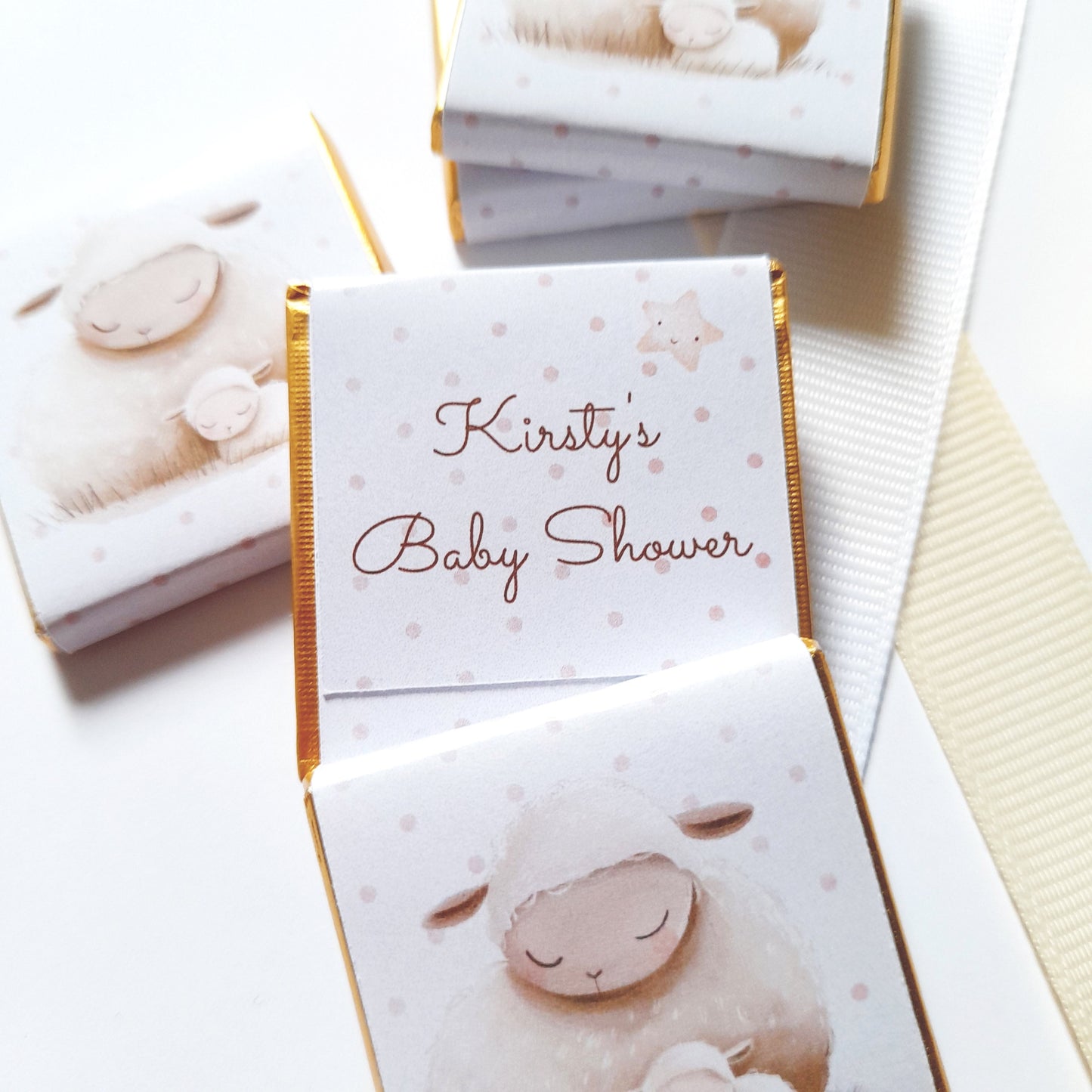 Mama Sheep Baby Shower Personalized Chocolate Favours – Party Bag Fillers, 25 Pcs
