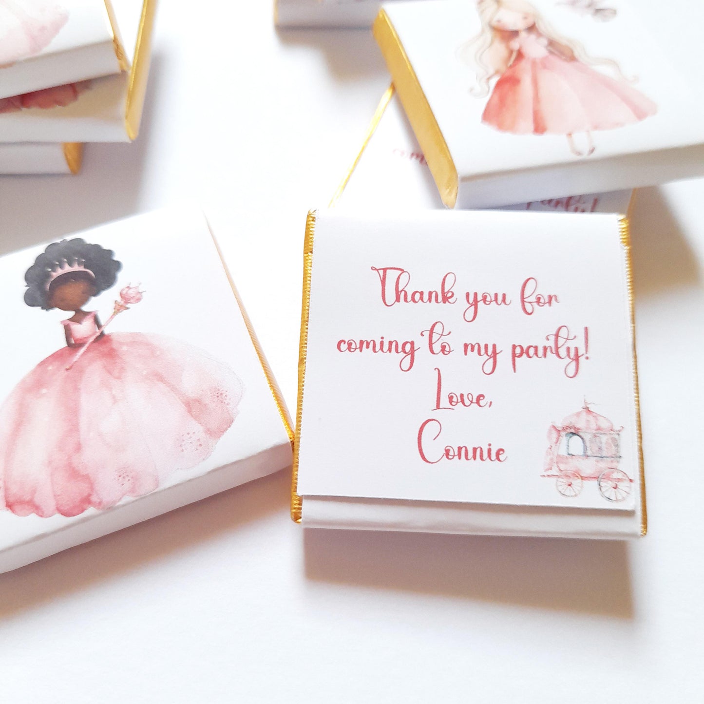 Personalized Princess Party Chocolate Favours – Sweet Treats for Guests, 25 pcs