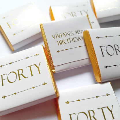 Personalized Golden Birthday Milestone Letters Chocolate Favours – Perfect Guest Favours (Pack of 25)