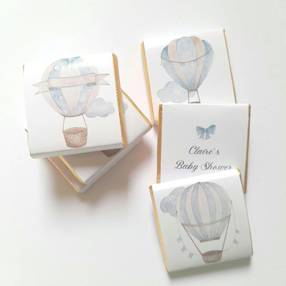 Baby Shower Personalised Chocolate Favours – Blue Hot Air Balloon Theme (Pack of 25)
