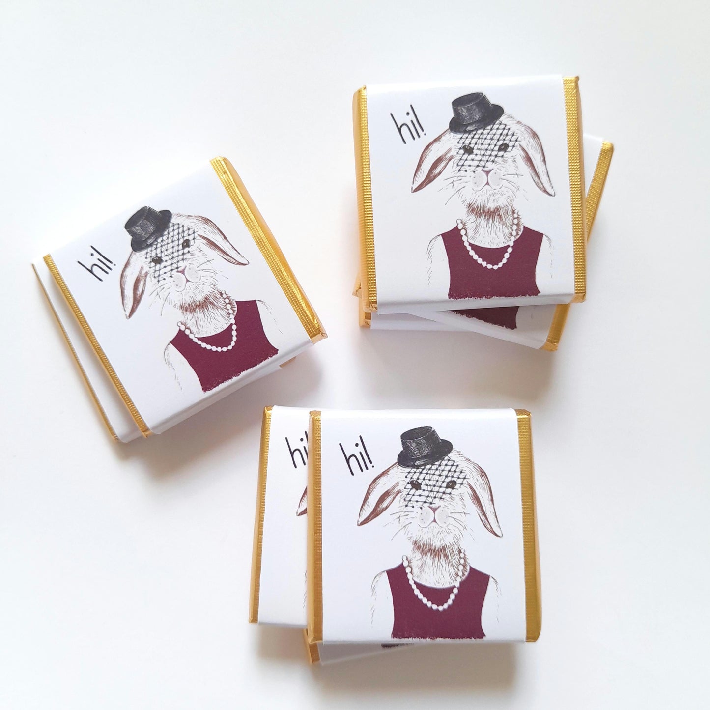 Personalized Fancy Bunny Lady Chocolate Favours – Birthday Party Favours (Pack of 25)