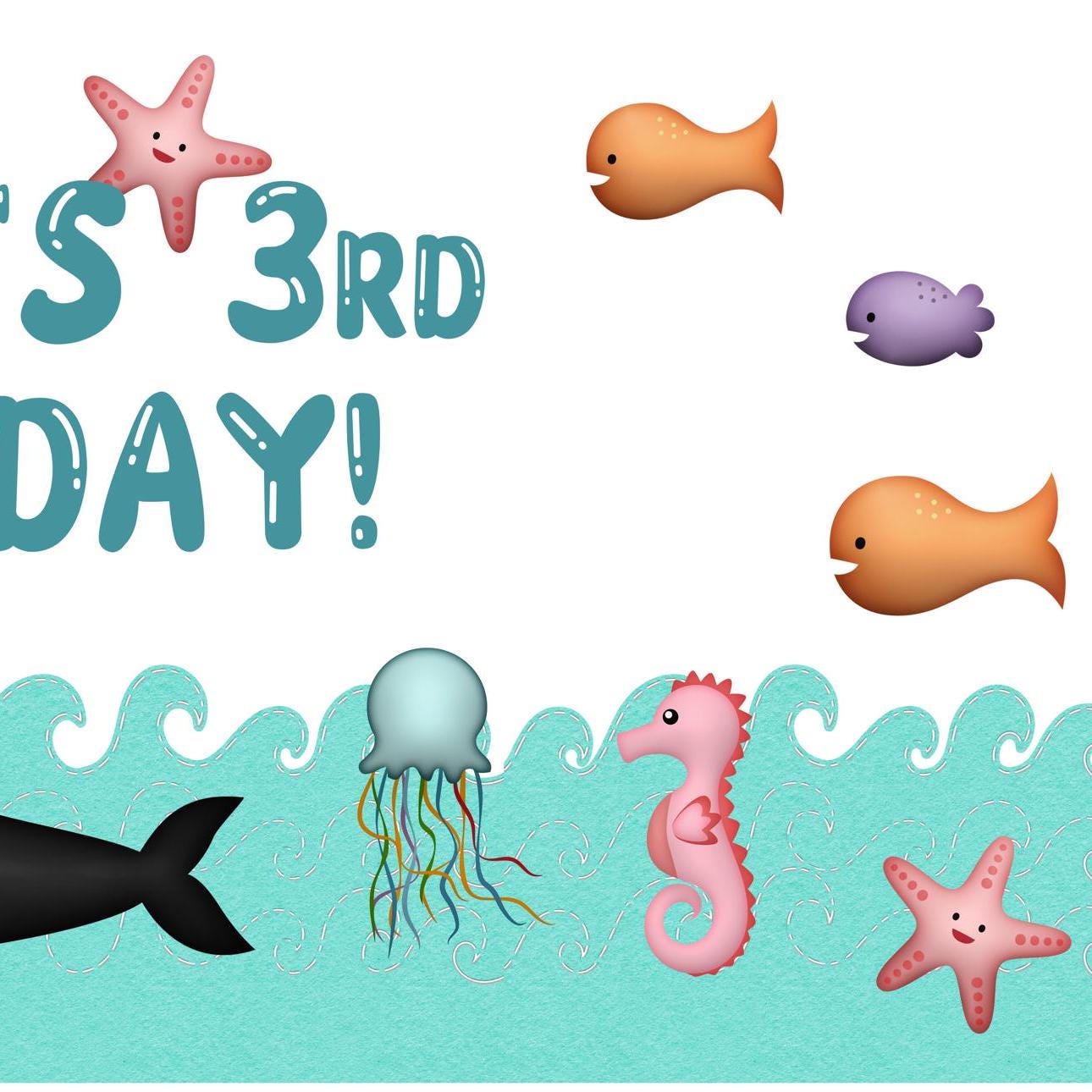 Personalised Under The Sea Birthday Banner – Satin Paper Party Wall Decor for Ocean-Themed Parties