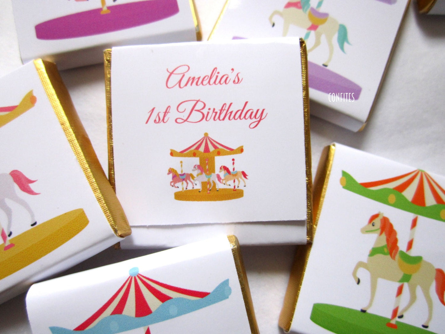 Personalized Horse Carousel Chocolate Favours – Custom Party Favours (Pack of 25 pcs)