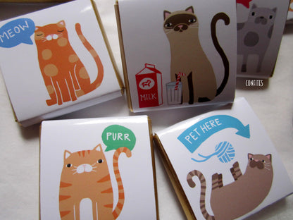 Cats Personalized Chocolate Favours – Cute Cat Designs, Party Treats, Pack of 25