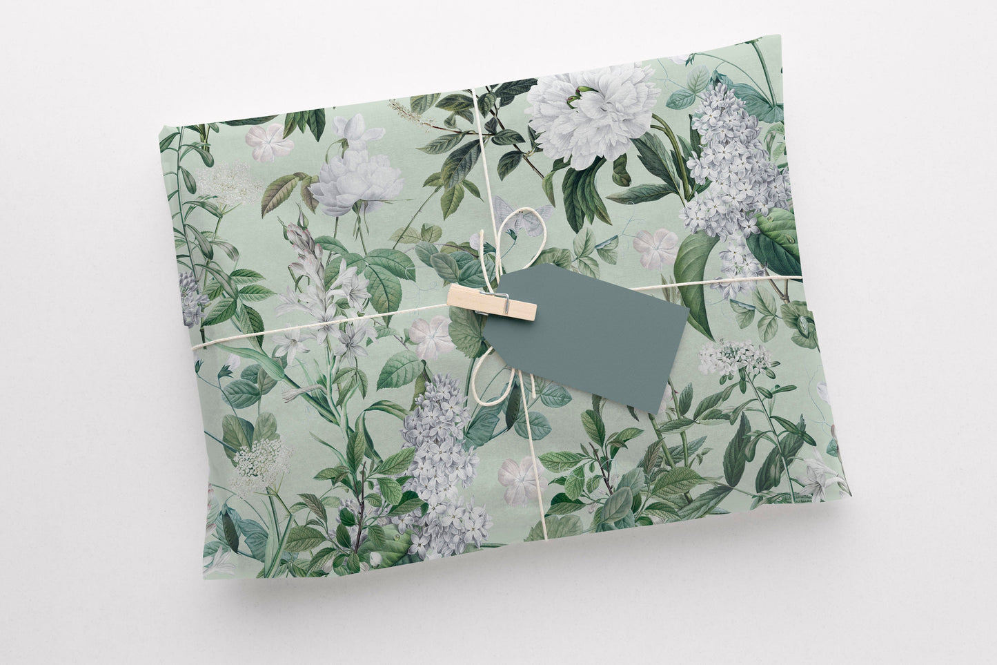 Botanical White & Green Gift Paper – Luxury Wrapping Sheet (Large Size)