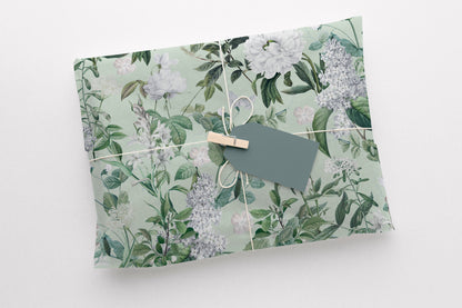 Botanical White & Green Gift Paper – Luxury Wrapping Sheet (Large Size)
