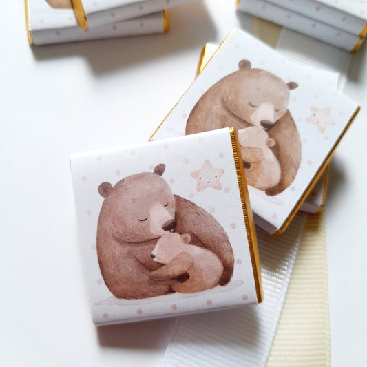 Personalized Baby Shower Chocolate Favours – Mama Bear Party Bag Fillers (Pack of 25)
