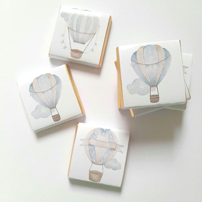 Baby Shower Personalised Chocolate Favours – Blue Hot Air Balloon Theme (Pack of 25)