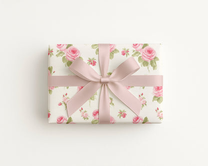 Floral Wrapping Paper with Pink Roses