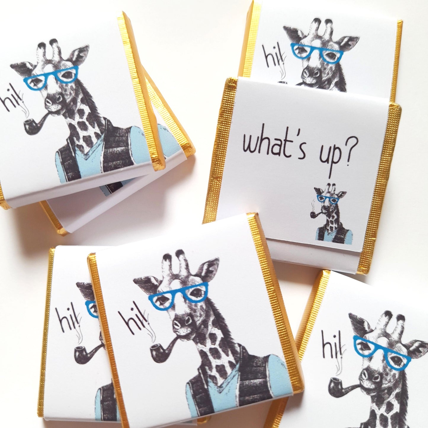 Personalized Urban Giraffe Chocolate Favours – Custom Birthday Party Favours (Pack of 25)
