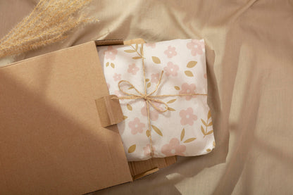 Boho Floral Gift Paper Sheet with Little Pink Flowers – Large Size, Elegant Wrapping