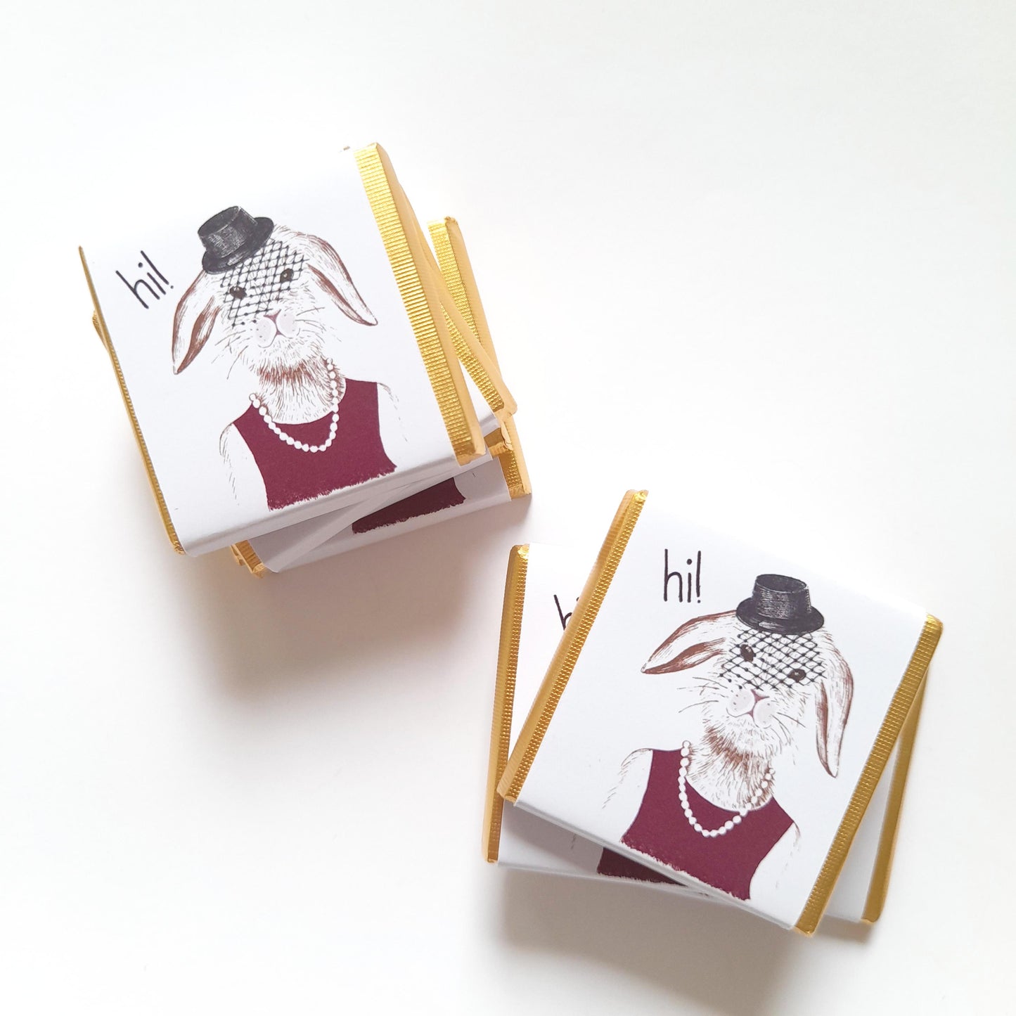 Personalized Fancy Bunny Lady Chocolate Favours – Birthday Party Favours (Pack of 25)