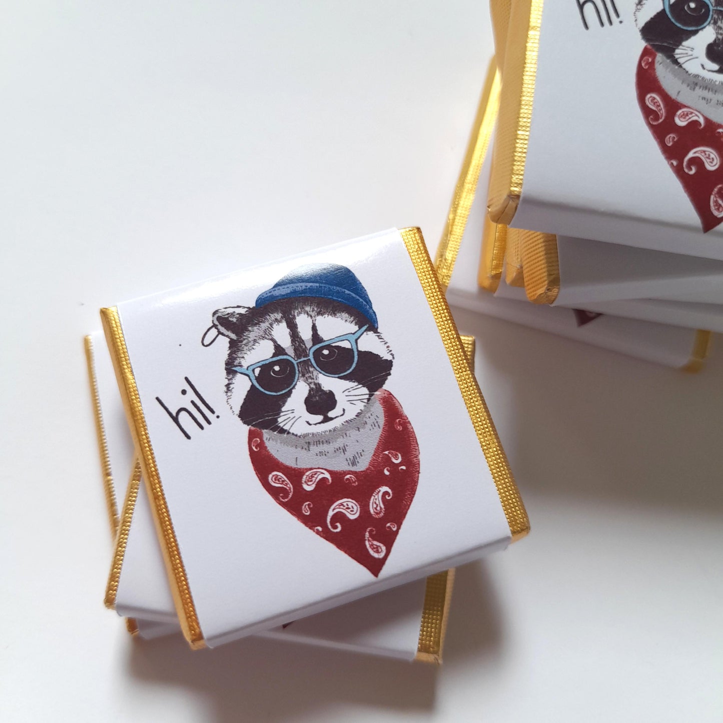 Personalized Raccoon Chocolate Favours – Birthday Party Favours (Pack of 25)
