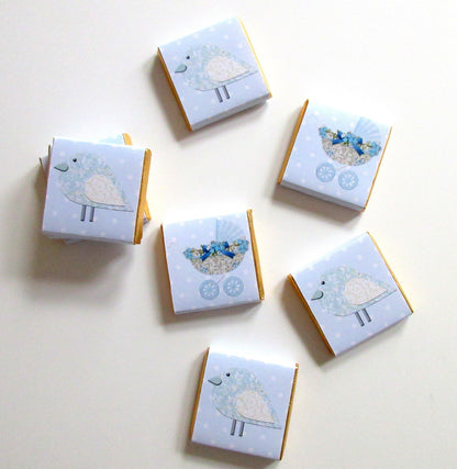 Personalized Boy Blue Baby Shower Chocolate Favours – Pastel Blue Guest Favours (Pack of 25)