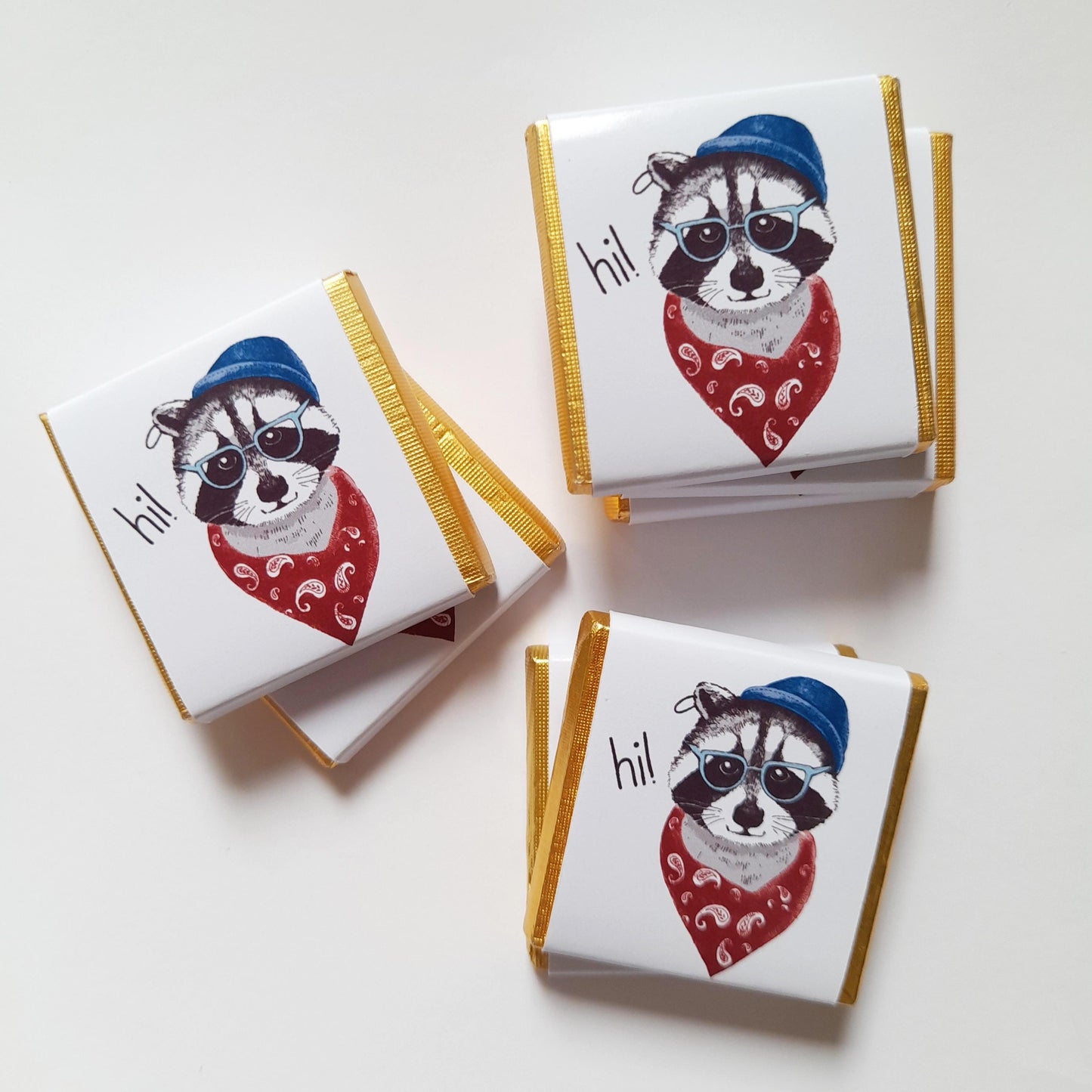 Personalized Raccoon Chocolate Favours – Birthday Party Favours (Pack of 25)