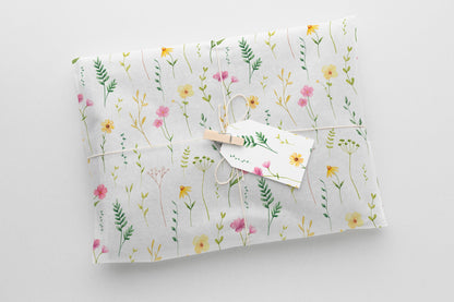 Wildflowers Gift Paper Sheet – Large Size, Delicate Floral Design for Wrapping Gifts