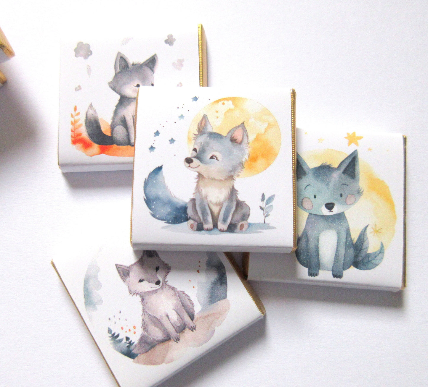 Personalized Little Baby Wolf Chocolate Favours – Boy Baby Shower & 1st Birthday Favours (Pack of 25)