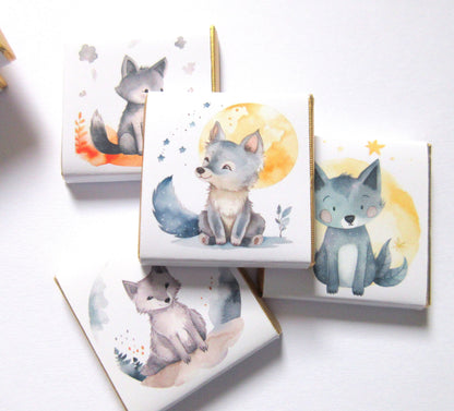 Personalized Little Baby Wolf Chocolate Favours – Boy Baby Shower & 1st Birthday Favours (Pack of 25)