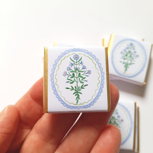 Personalized Thank You Chocolate Favours – Little Blue Flower Birthday & Wedding Favours (Pack of 25)