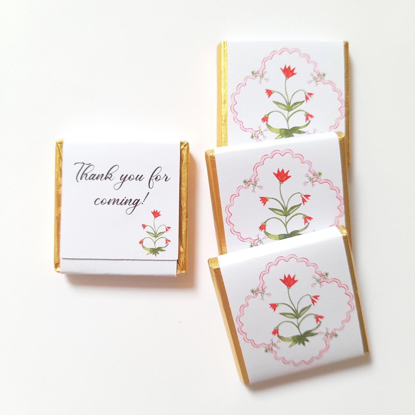 Thank You Chocolate Favours – Hot Pink Floral Wedding & Birthday Treats (Pack of 25)