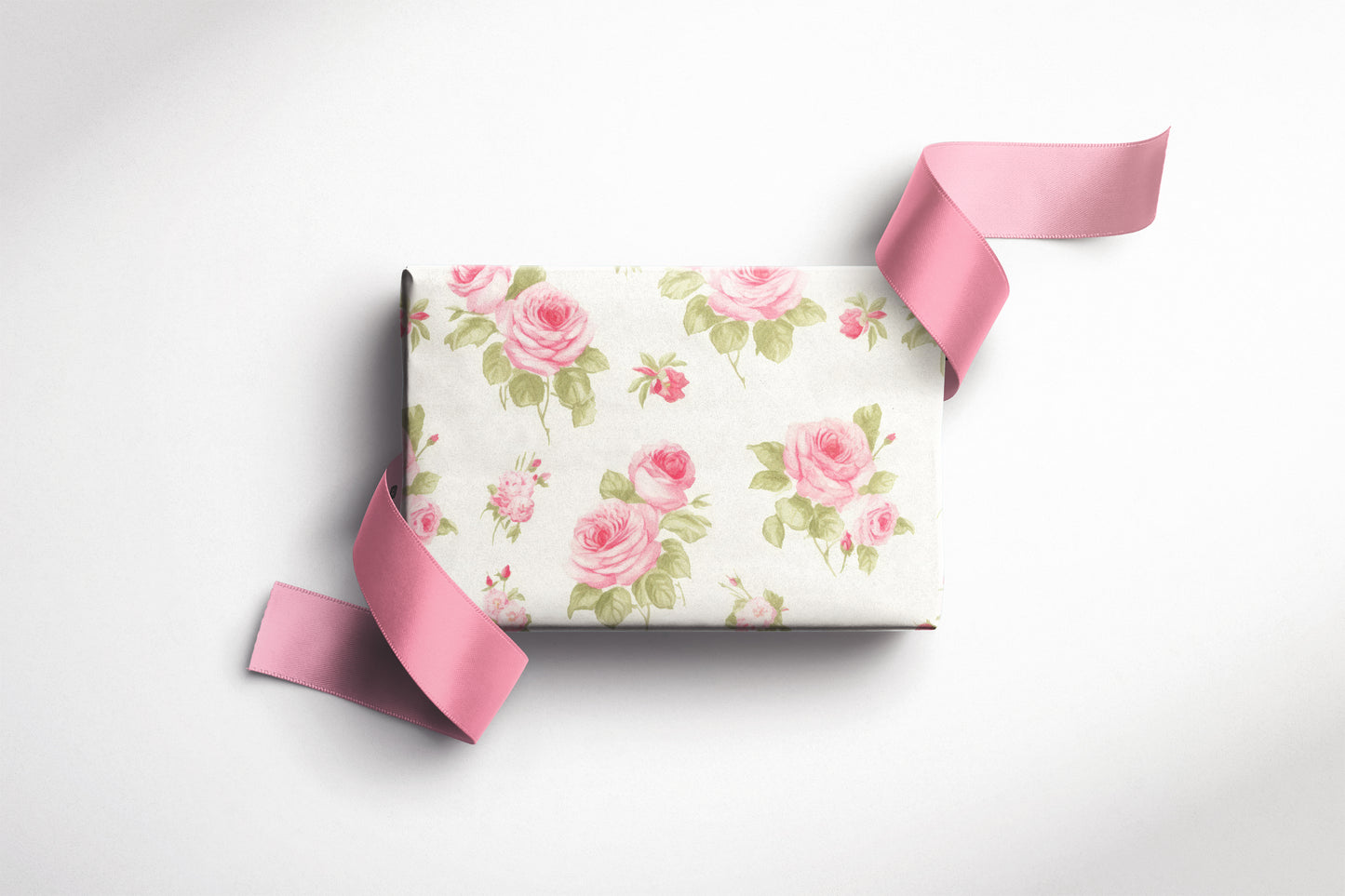 Floral Wrapping Paper with Pink Roses