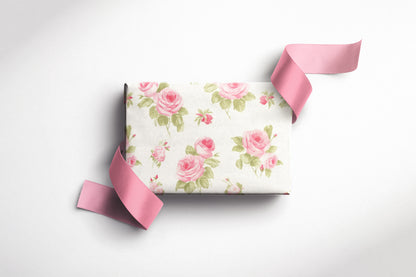 Floral Wrapping Paper with Pink Roses