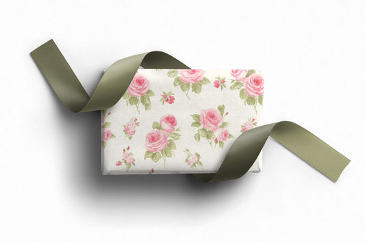 Floral wrapping paper with soft pink roses