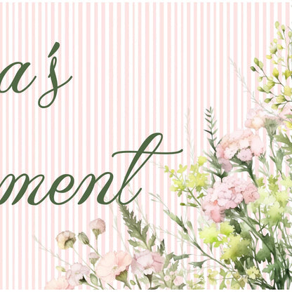 Floral Retirement Party Banner – Personalised Satin Paper Wall Decor