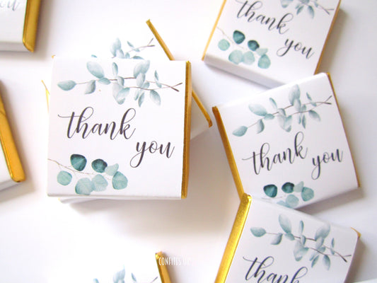 Personalized Thank You Botanical Chocolate Favours – Perfect Thank You Gifts (Pack of 25)