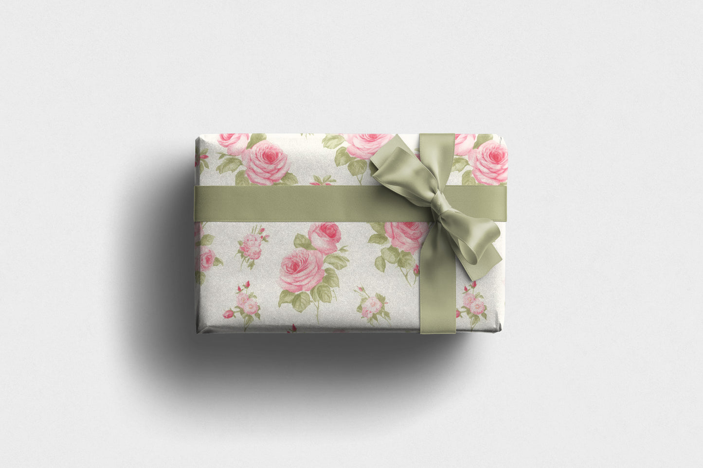 Floral Wrapping Paper with Pink Roses