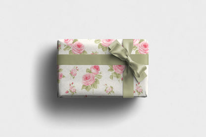 Floral Wrapping Paper with Pink Roses