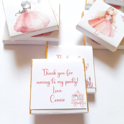 Personalized Princess Party Chocolate Favours – Sweet Treats for Guests, 25 pcs
